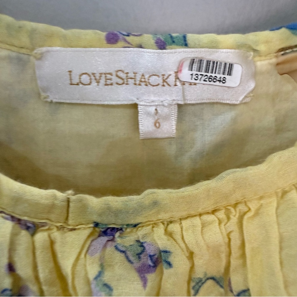 LoveShackFancy Dress Emory Midi in Yellow Blue Floral - Picture 6 of 6